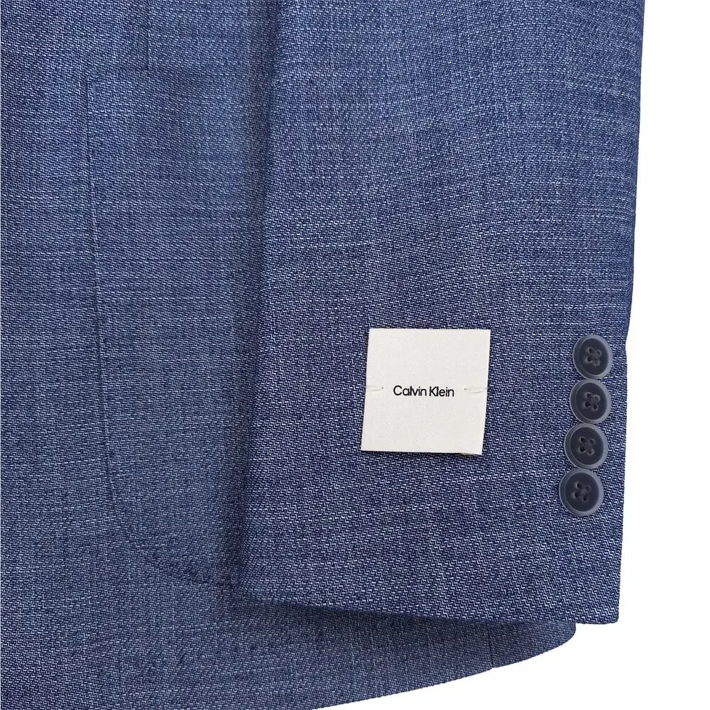 Calvin Klein Mens Slim Fit Sport Coat Blazer 40R Blue Solid Stretch NWT
